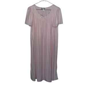Miss Elaine Classics Pink Nightgown Women’s Size Small Embroidered Short Sleeve